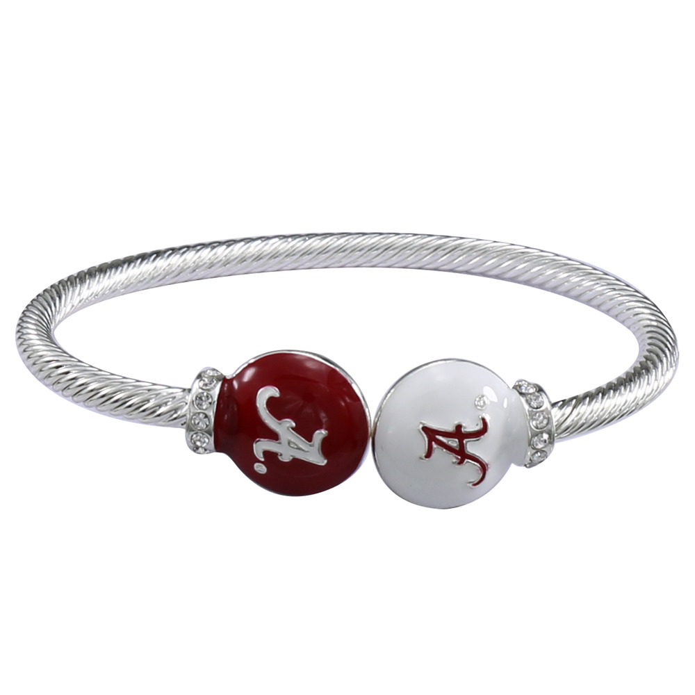Alabama Crimson Tide Brady Silver Tone Cuff Bracelet, NCAA